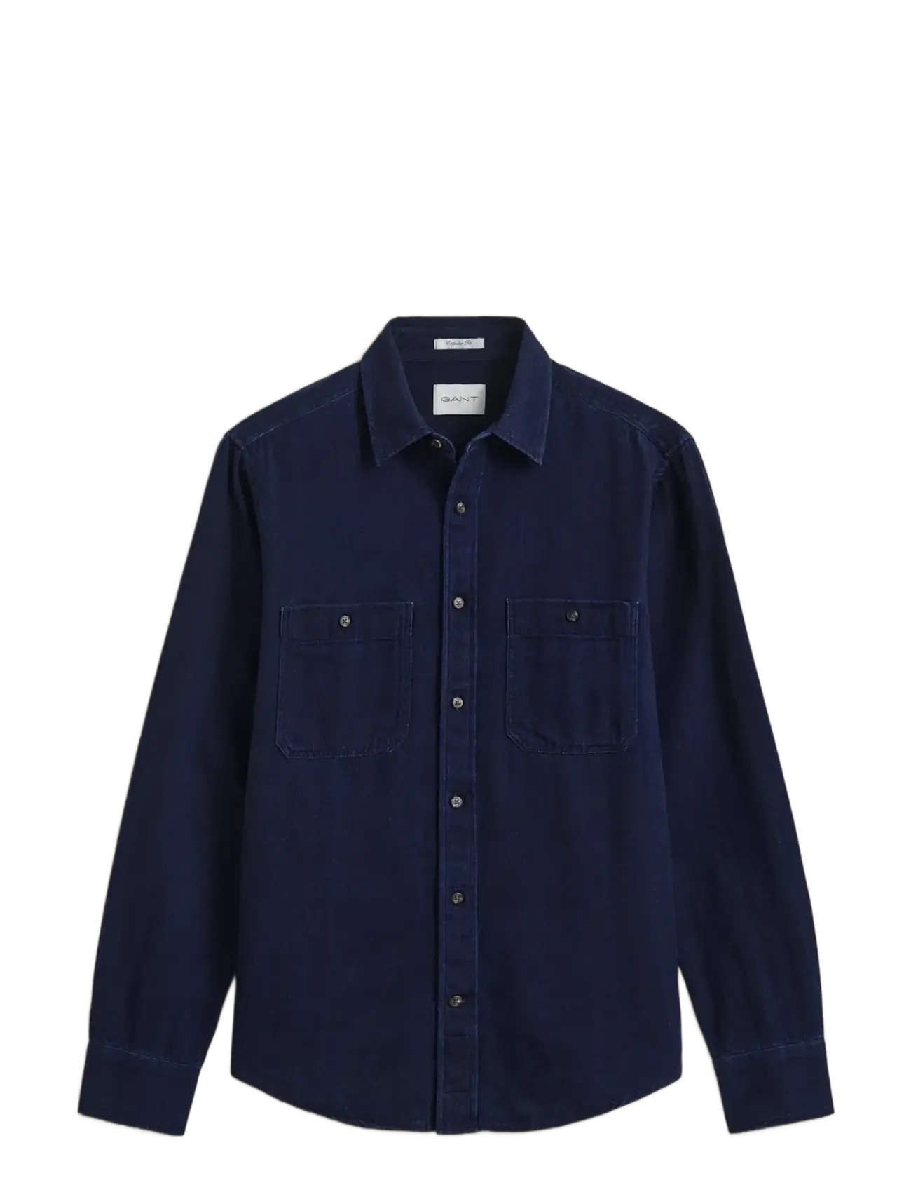 Gant - REG INDIGO HERRINGBONE SHIRT - jeansskjortor - dark blue - 1
