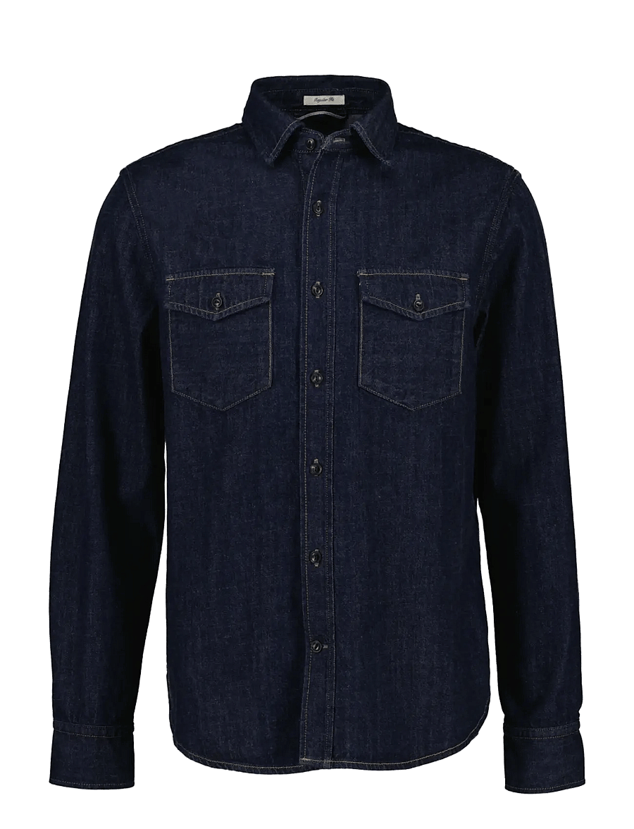 Gant - REG DENIM SELVEDGE SHIRT - jeansskjortor - dark indigo - 1