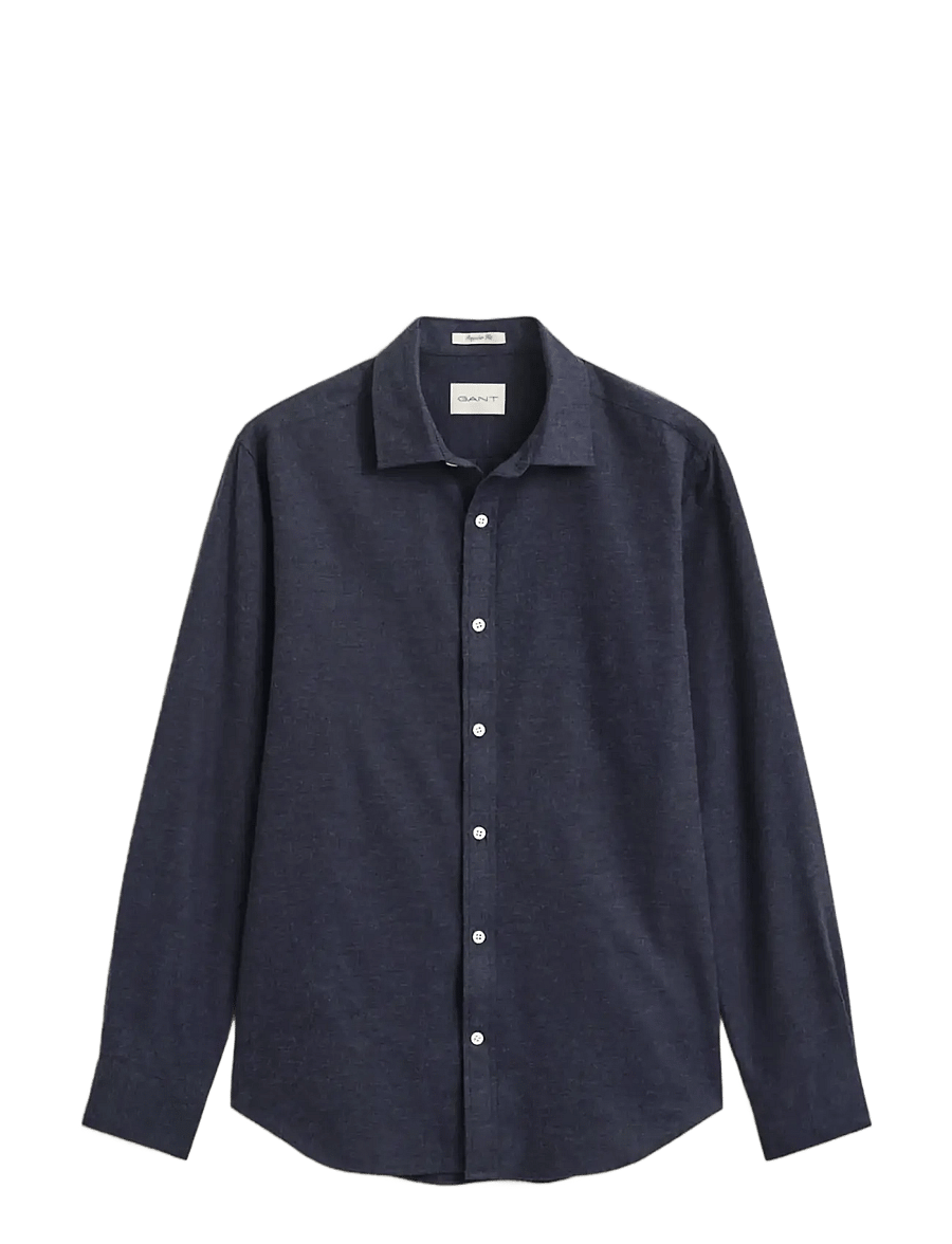 Gant - REG FLANNEL MELANGE SHIRT - flannel shirts - dark navy melange - 1