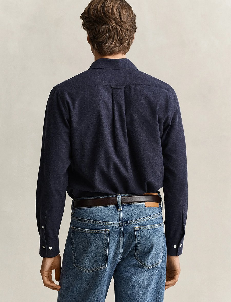 Gant - REG FLANNEL MELANGE SHIRT - flanell-hemden - dark navy melange - 2