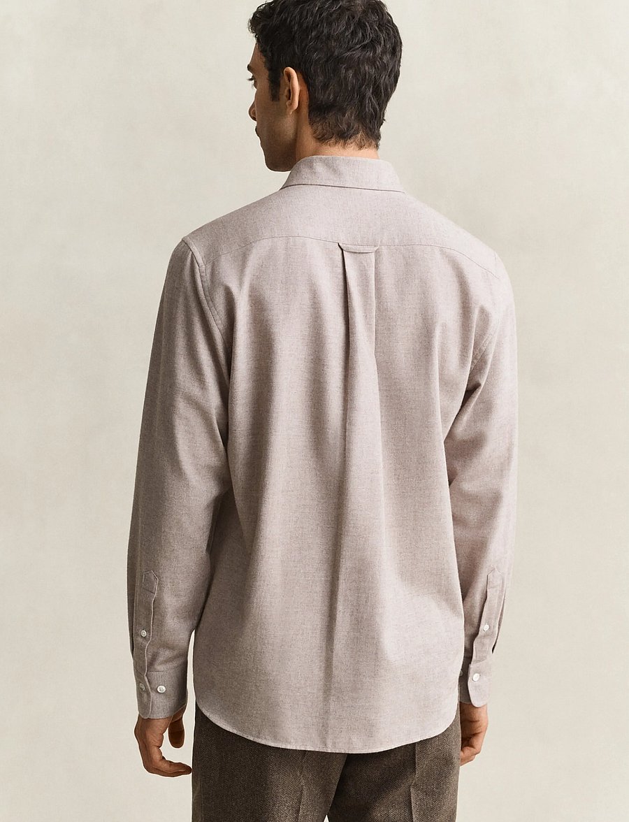 Gant - REG FLANNEL MELANGE SHIRT - flanell-hemden - lt brown melange - 2