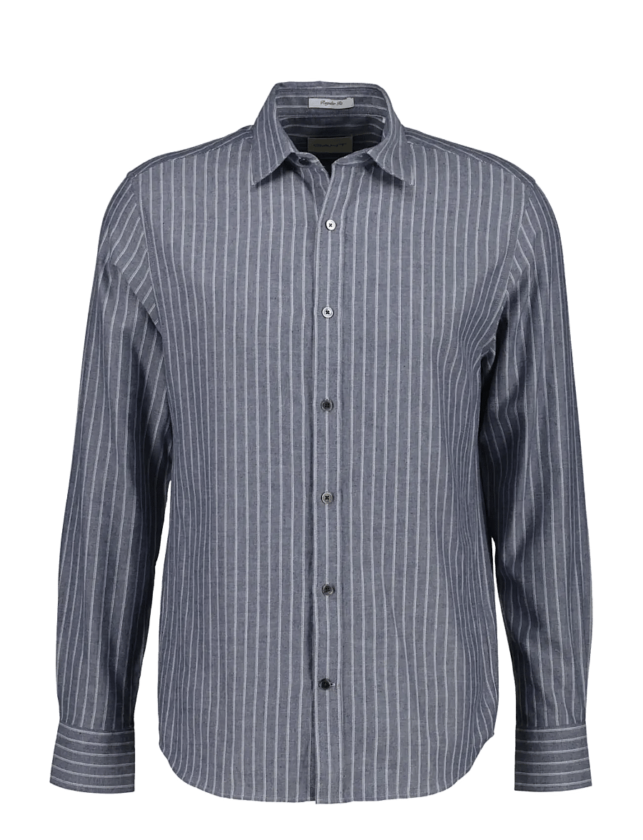 Gant - REG FLANNEL MELANGE STRIPE SHIRT - dark navy melange - 1