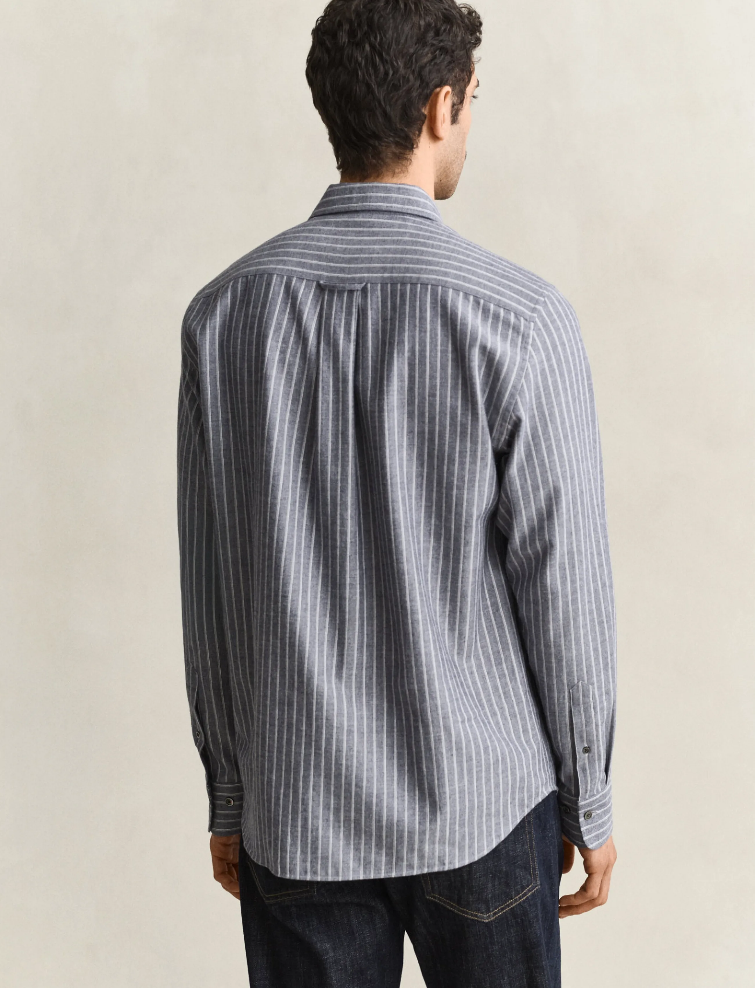 Gant - REG FLANNEL MELANGE STRIPE SHIRT - dark navy melange - 2