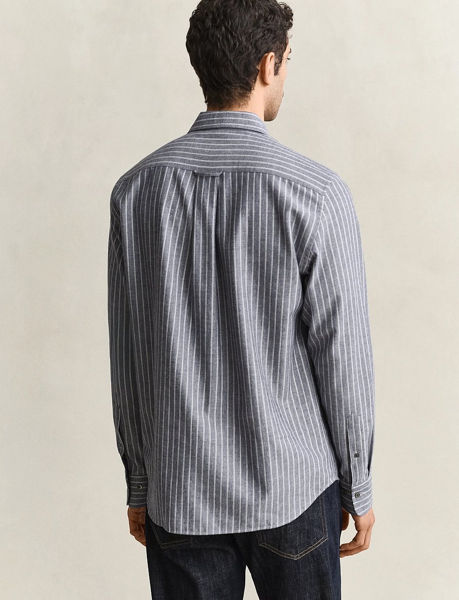 Gant - REG FLANNEL MELANGE STRIPE SHIRT - dark navy melange - 2
