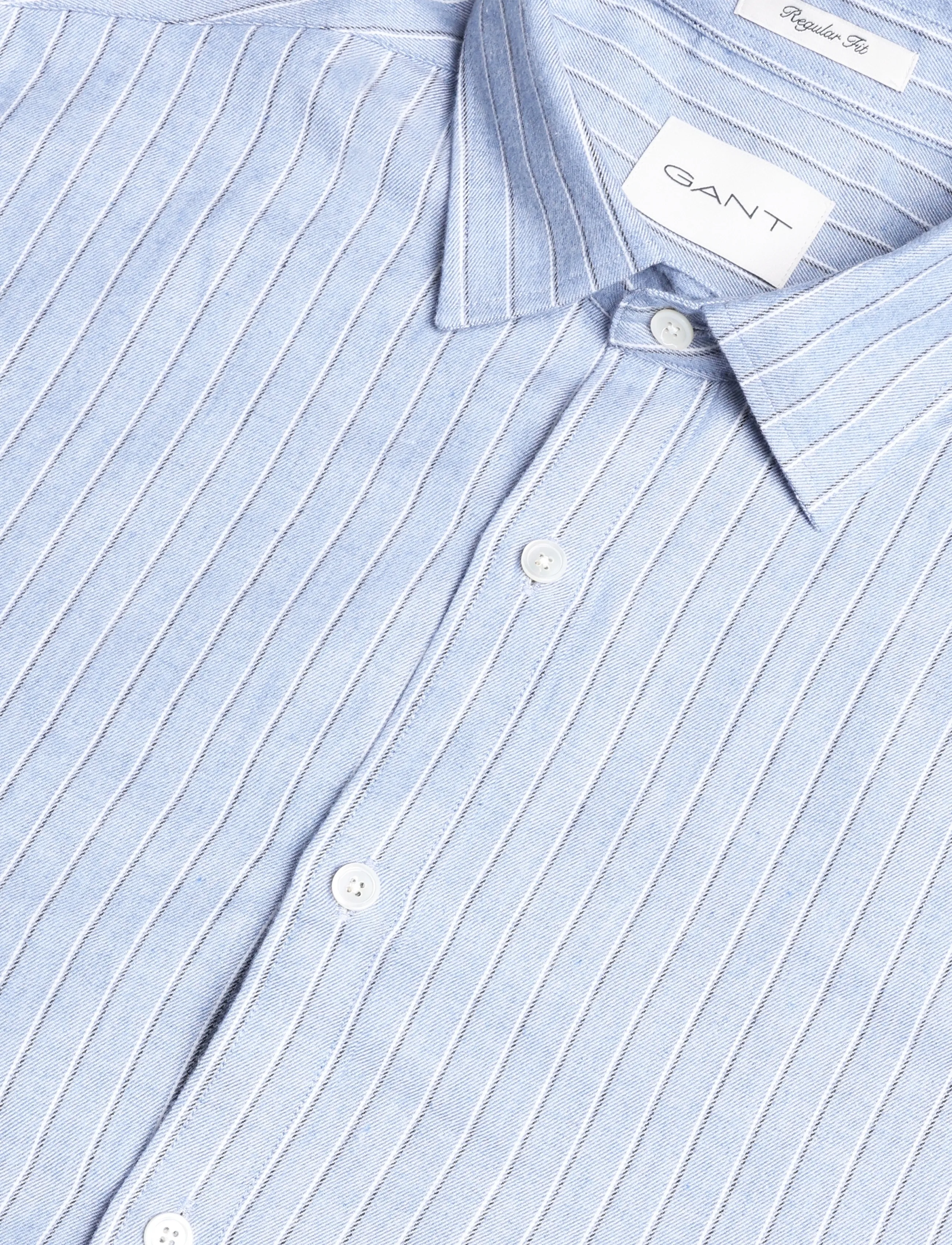 Gant - REG FLANNEL MELANGE STRIPE SHIRT - gestreifte hemden - lt blue melange - 3