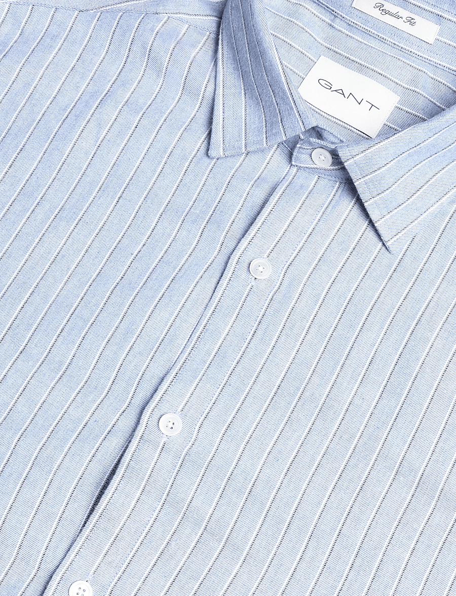 Gant - REG FLANNEL MELANGE STRIPE SHIRT - gestreifte hemden - lt blue melange - 3