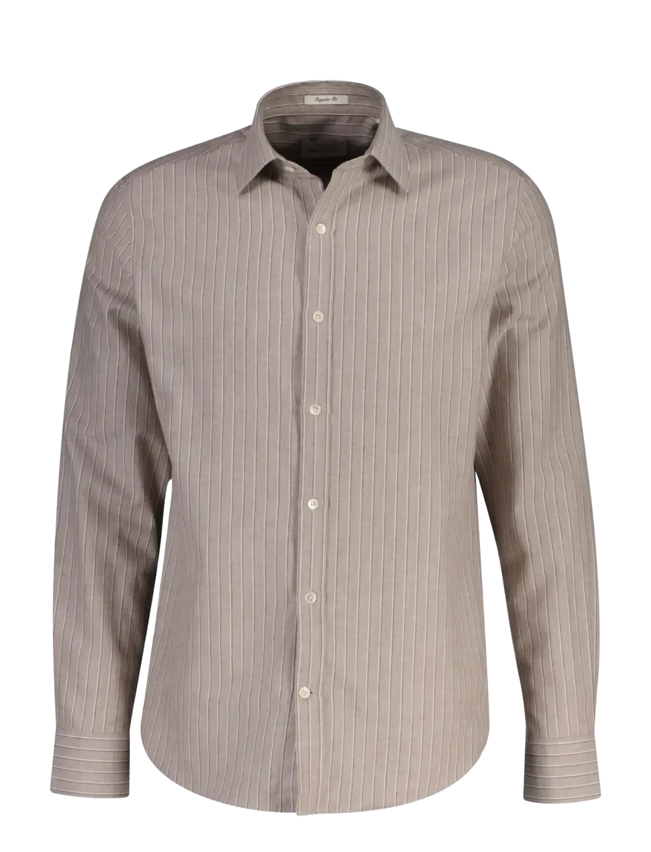 Gant - REG FLANNEL MELANGE STRIPE SHIRT - lt brown melange - 1