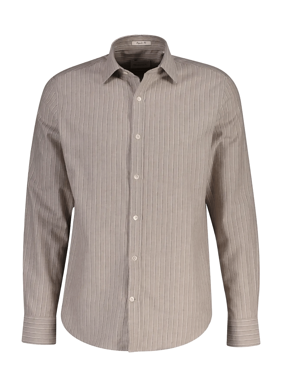 Gant - REG FLANNEL MELANGE STRIPE SHIRT - lt brown melange - 1