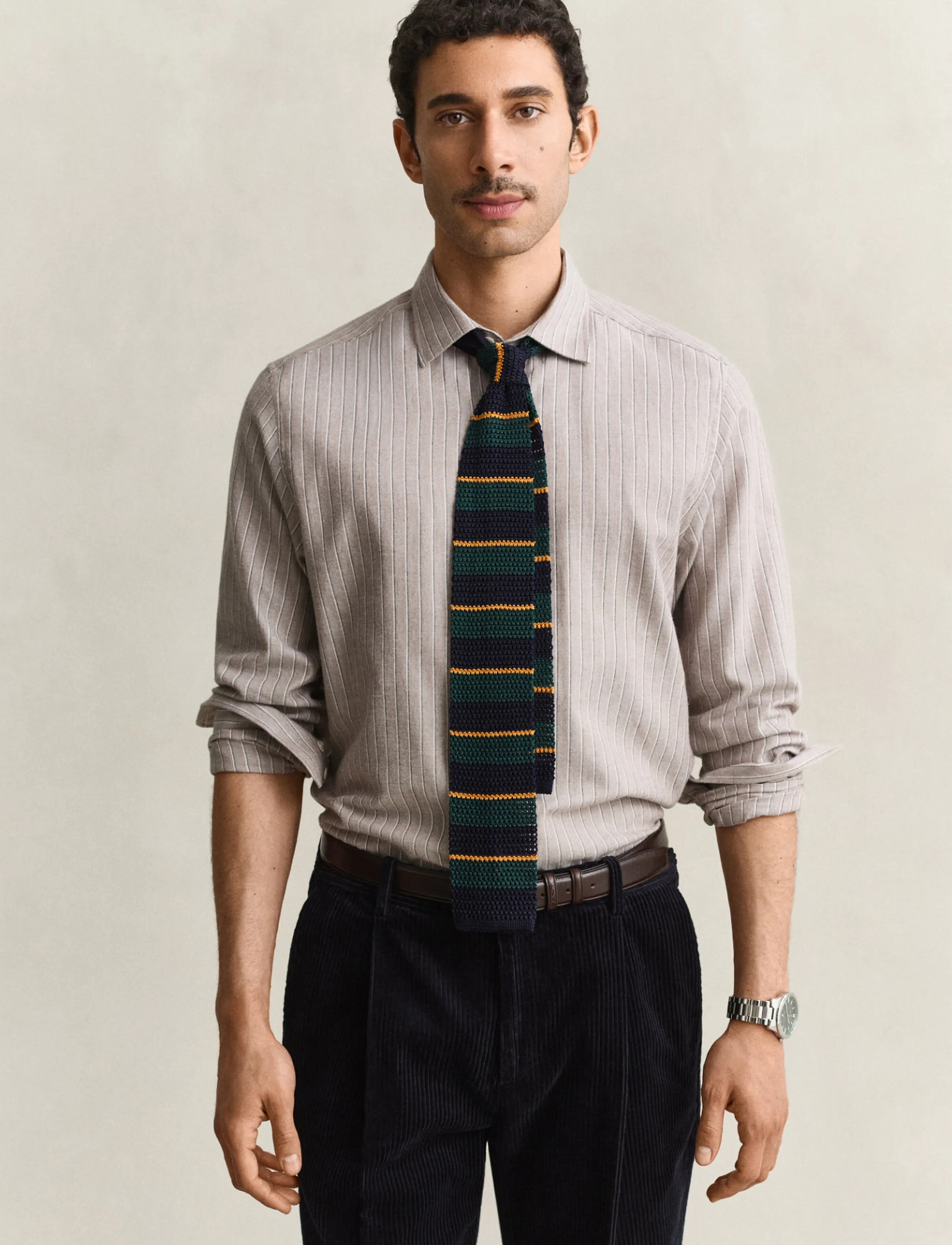 Gant REG FLANNEL MELANGE STRIPE SHIRT - Designers - LT BROWN MELANGE / brown