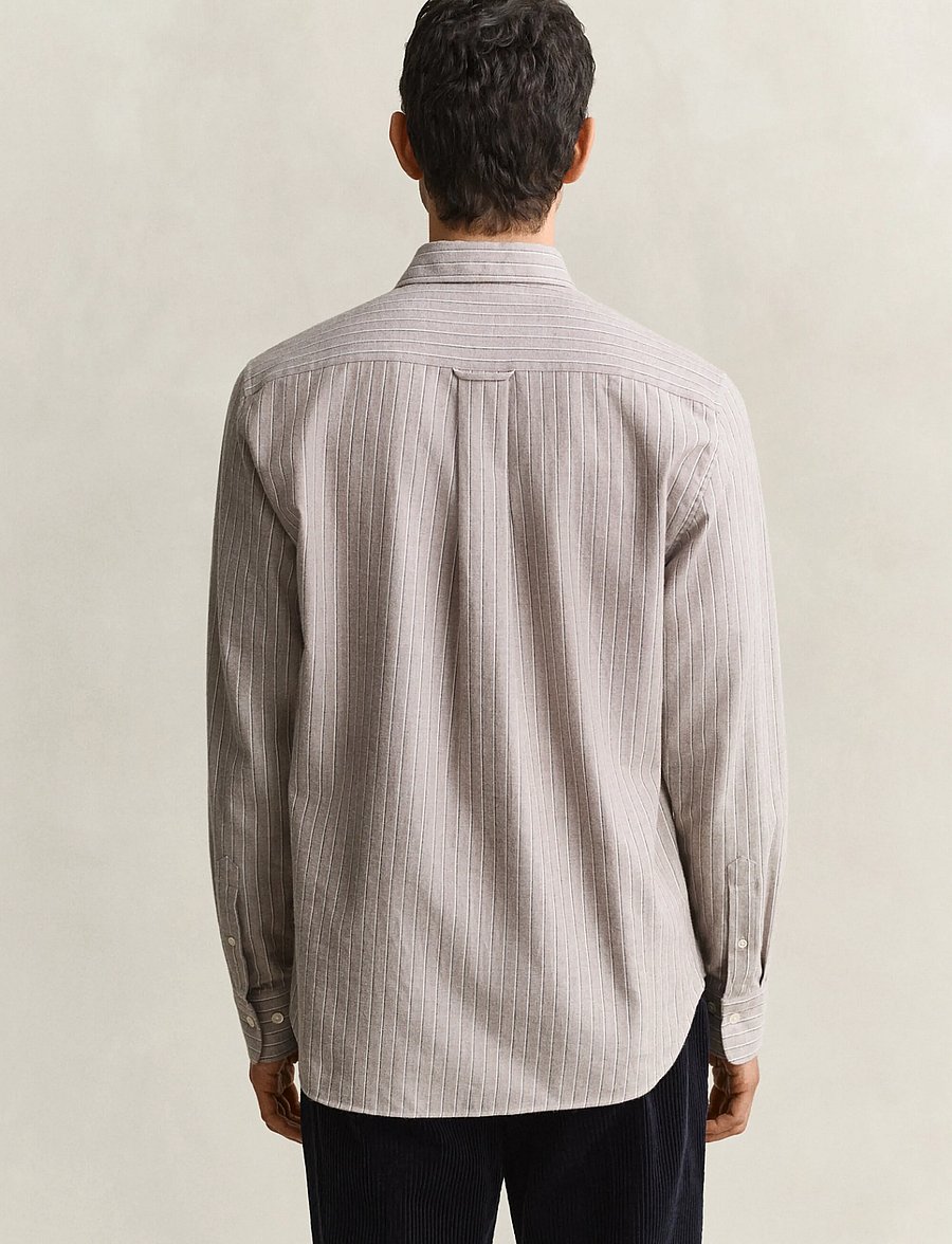 Gant - REG FLANNEL MELANGE STRIPE SHIRT - lt brown melange - 2