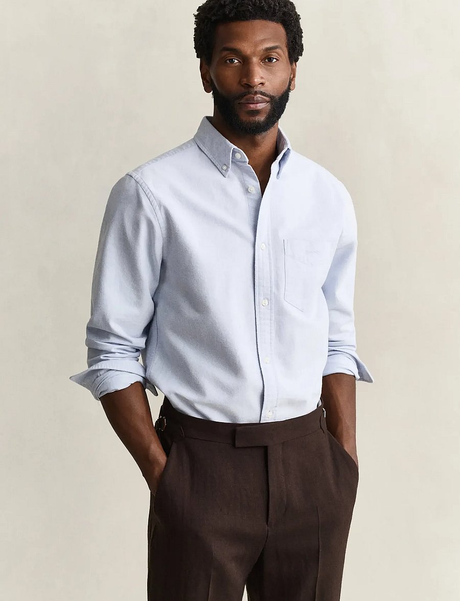 Gant - REG BRUSHED OXFORD SHIRT - oxford skjorter - clear sky - 0
