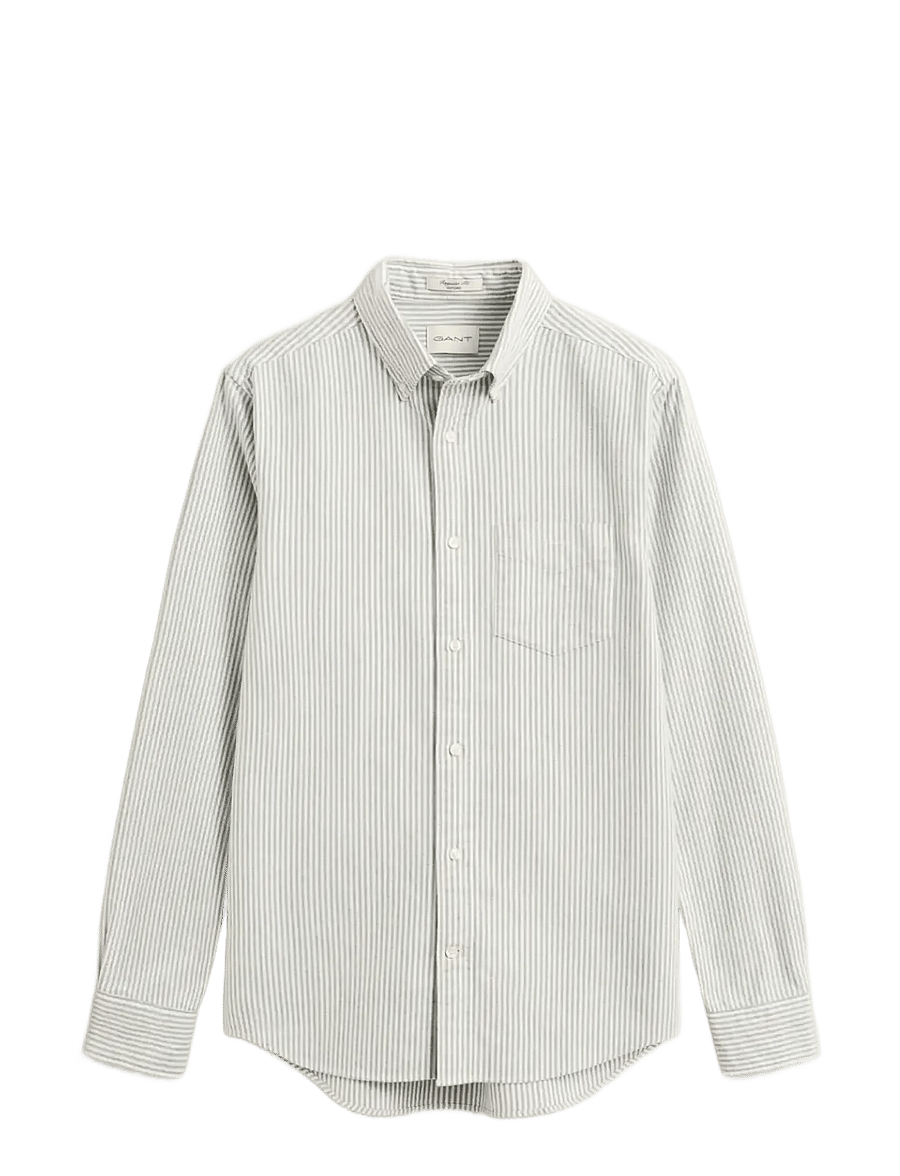 Gant - REG BRUSHED OXFORD STRIPE SHIRT - oxfordi särgid - dark emerald - 1