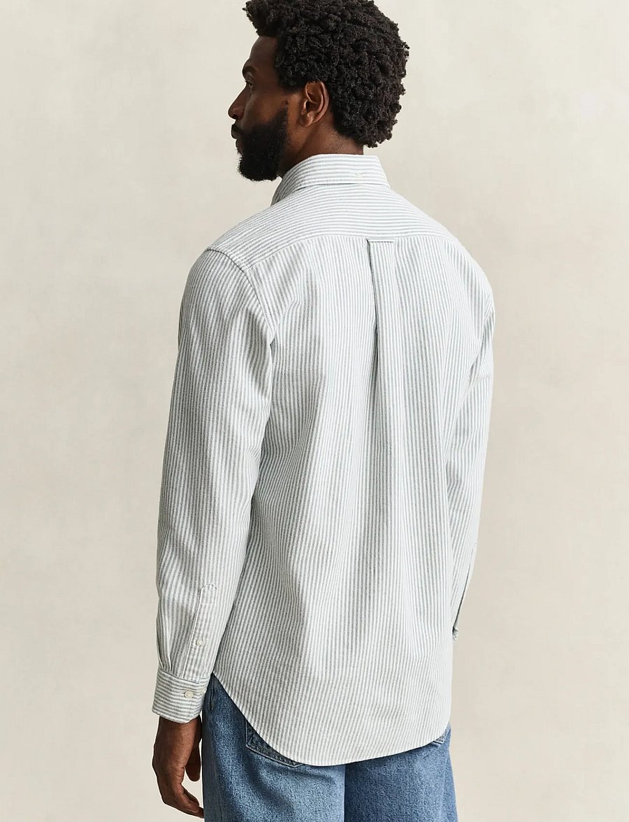 Gant - REG BRUSHED OXFORD STRIPE SHIRT - oxfordi särgid - dark emerald - 2