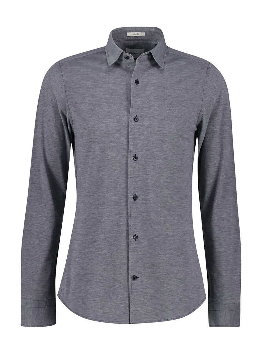 Gant - SLIM TWO-TONE JERSEY PIQUE SHIRT - freizeithemden - evening blue - 0