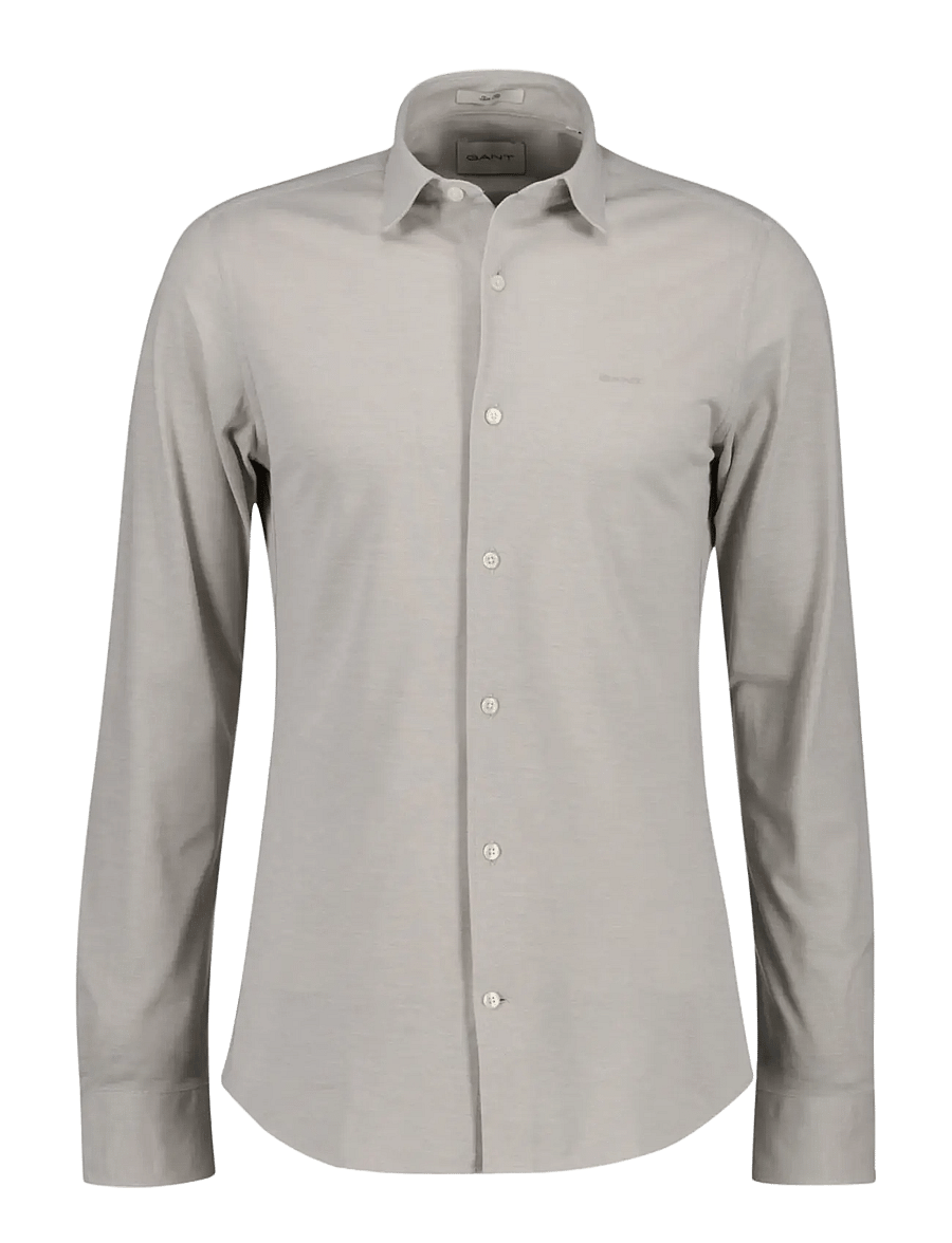 Gant - SLIM TWO-TONE JERSEY PIQUE SHIRT - casual skjortor - mist taupe - 0