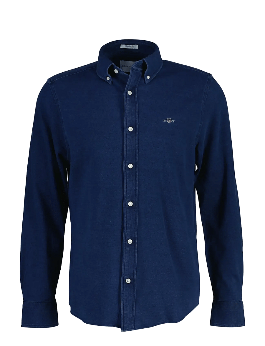 Gant - REG INDIGO PIQUE JERSEY SHIRT - casual hemden - mid blue - 0