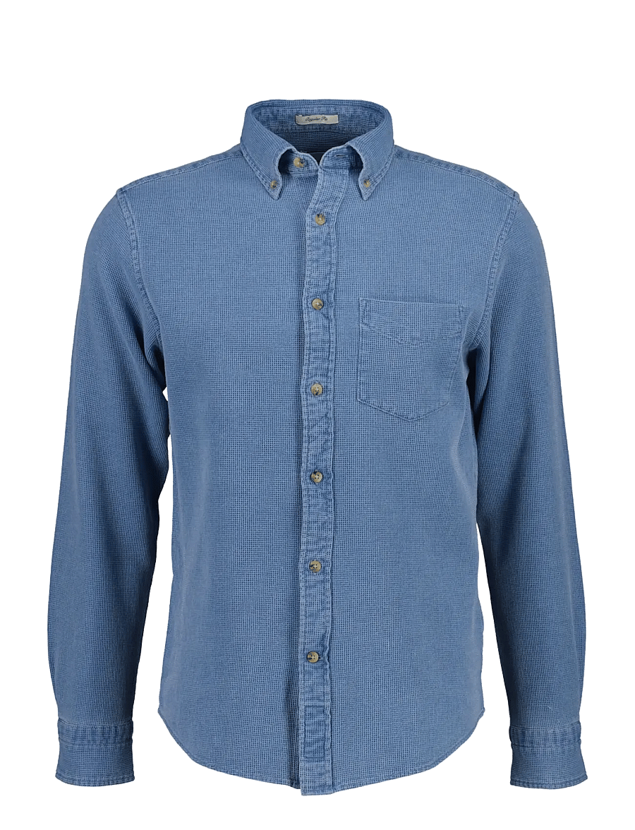 Gant - REG INDIGO WAFFLE SHIRT - semi light blue - 1