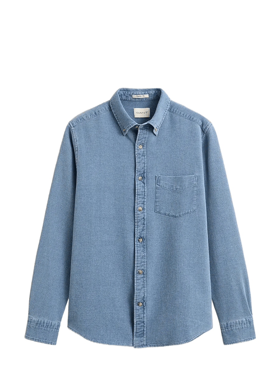 Gant - REG INDIGO WAFFLE SHIRT - casual shirts - semi light blue - 1