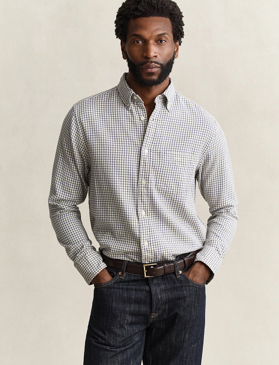Gant - REG WINDBLOWN FLANNEL CHECK SHIRT - flanell-hemden - blue horizon - 0