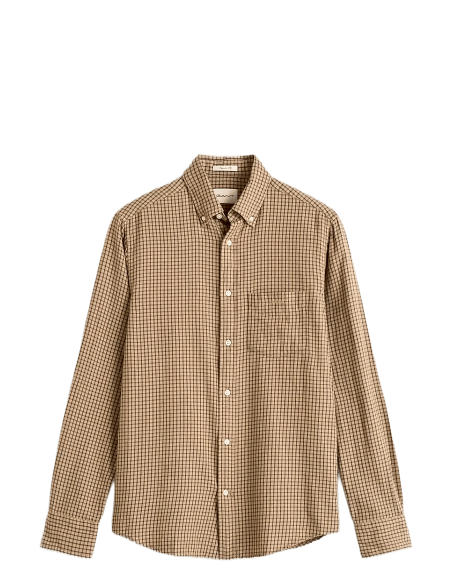 Gant - REG WINDBLOWN FLANNEL CHECK SHIRT - flanellskjortor - dry sand - 0