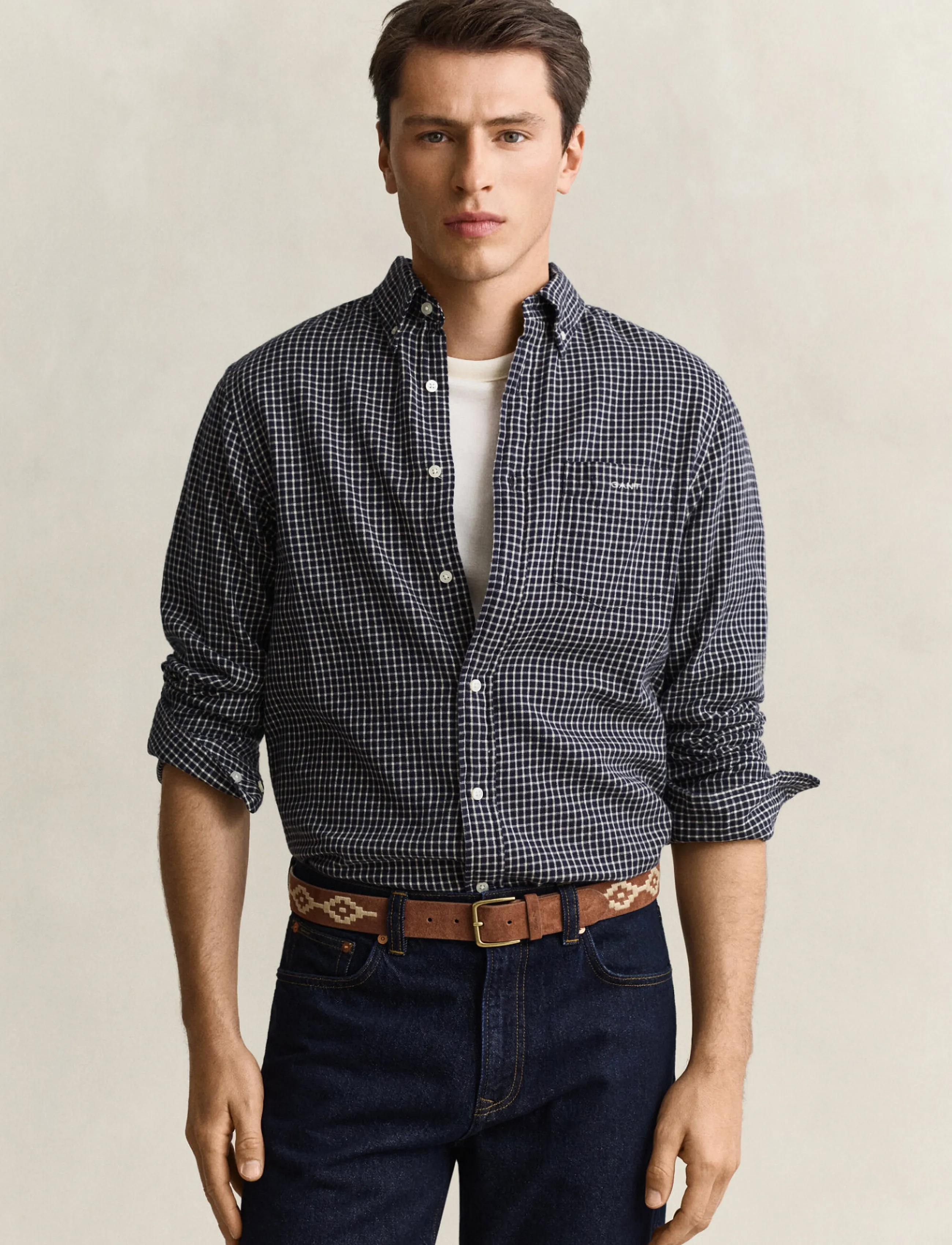 Gant REG WINDBLOWN FLANNEL CHECK SHIRT - Gant - EVENING BLUE / navy