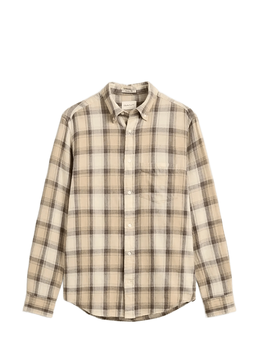 Gant - REG WINDBLOWN FLANNEL CHECK SHIRT - flannel shirts - dry sand - 1