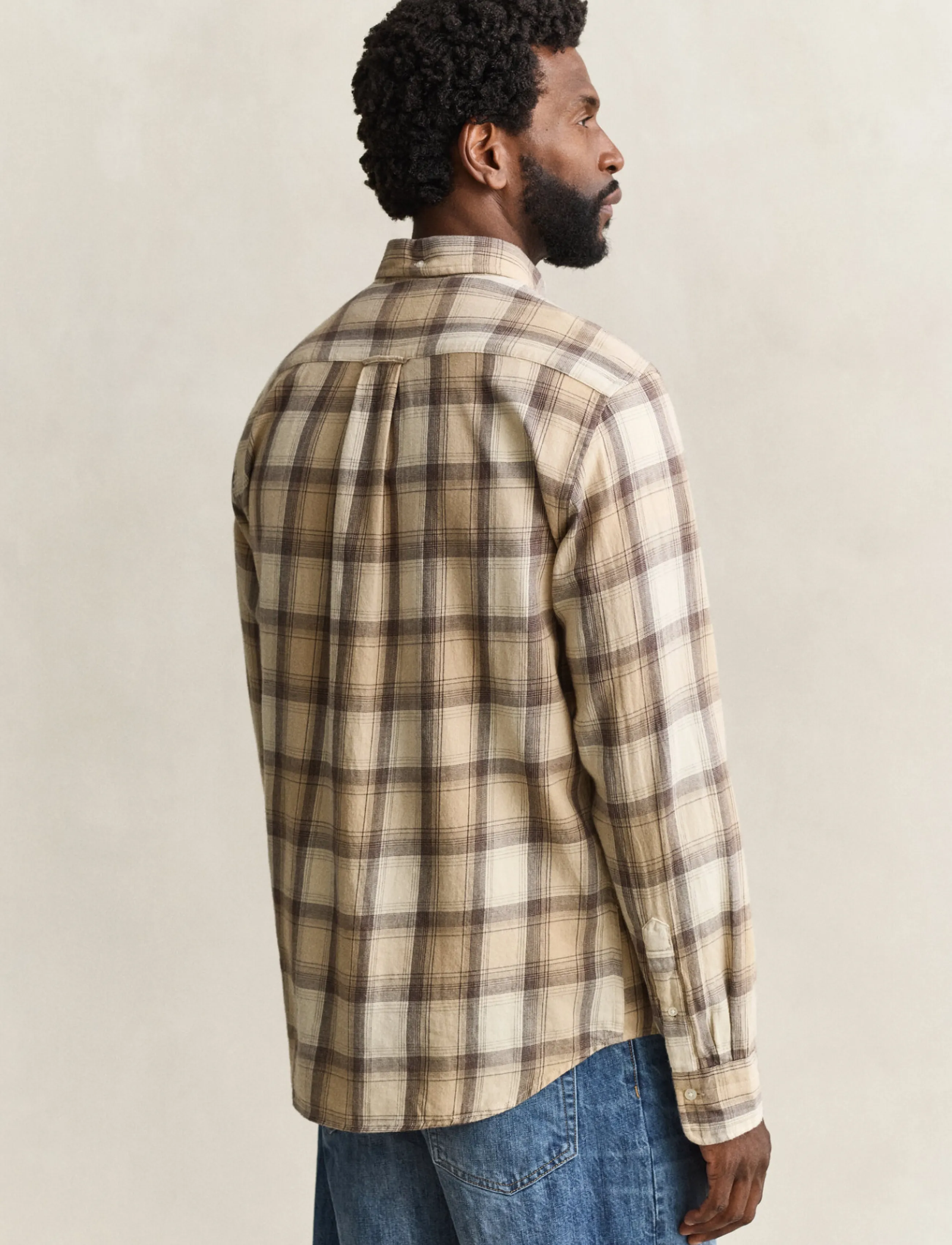 Gant - REG WINDBLOWN FLANNEL CHECK SHIRT - dry sand - 2