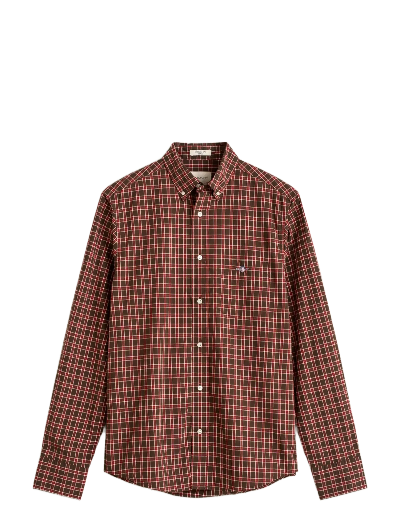 Gant REG POPLIN CHECK SHIRT - Ternede skjorter - BLACK BROWN / brown