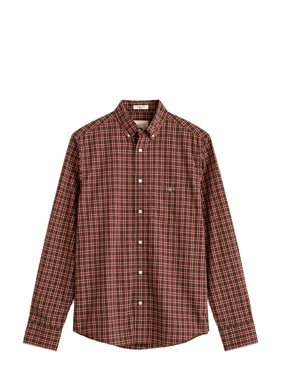 Gant - REG POPLIN CHECK SHIRT - ruudulised särgid - black brown - 0