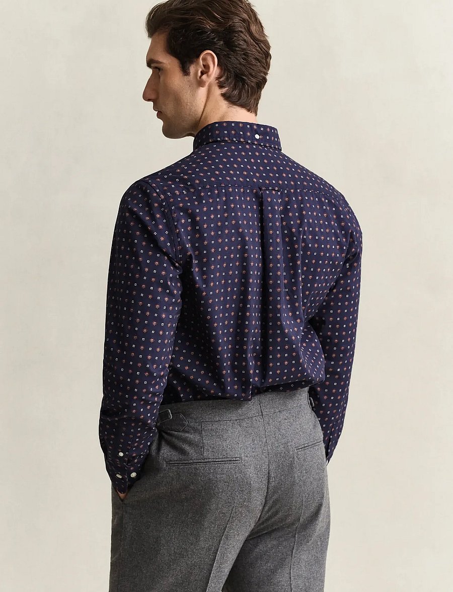 Gant - REG PRINTED WINTERTWILL SHIRT - classic blue - 2