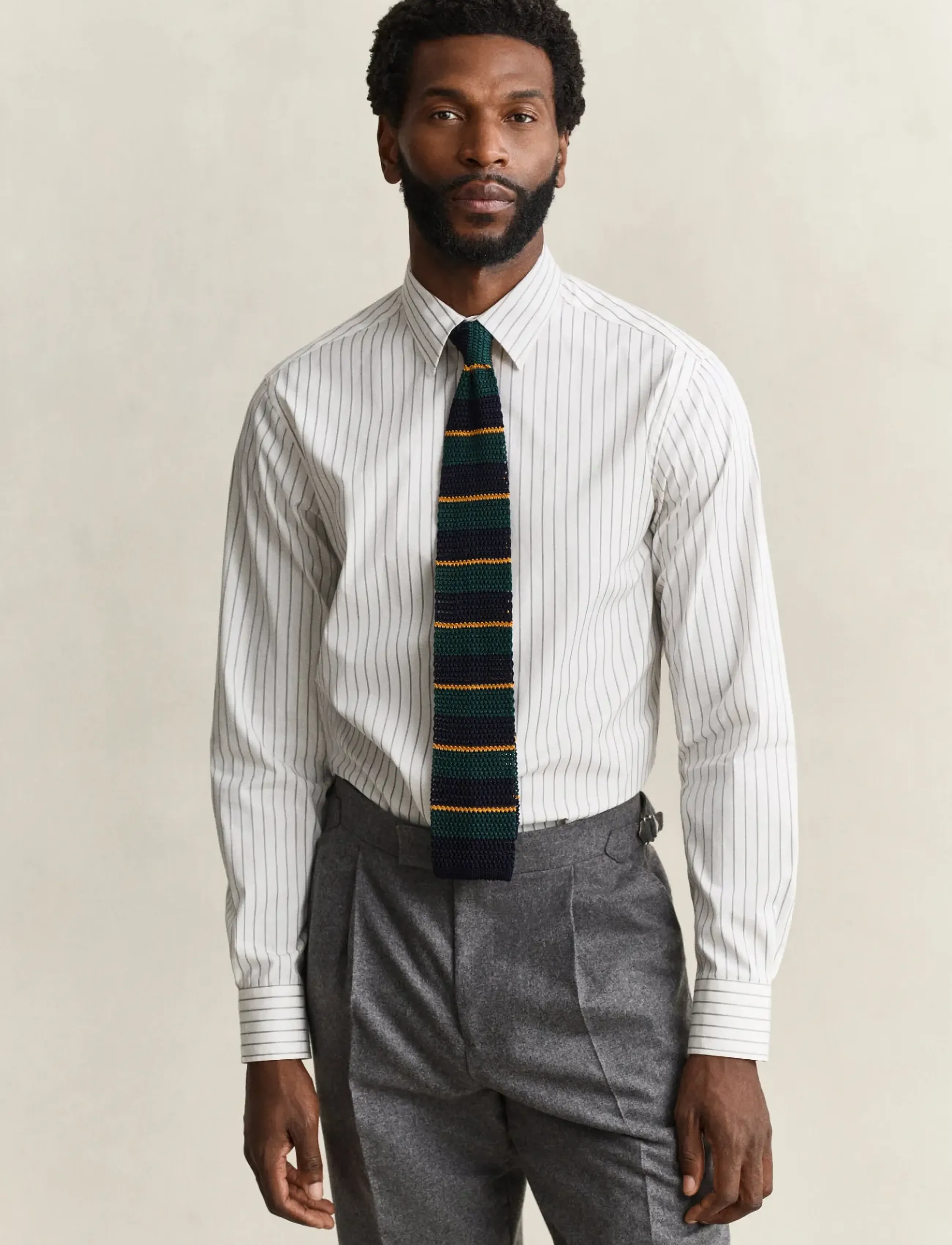 Gant REG PINSTRIPE DOBBY SHIRT - Osta olukorra järgi - EGGSHELL / white