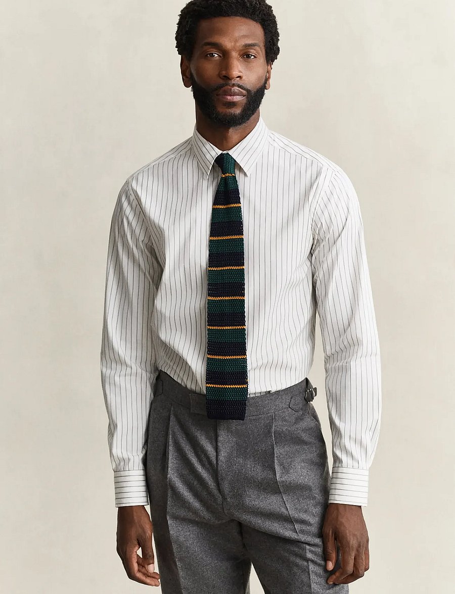 Gant - REG PINSTRIPE DOBBY SHIRT - gestreifte hemden - eggshell - 0