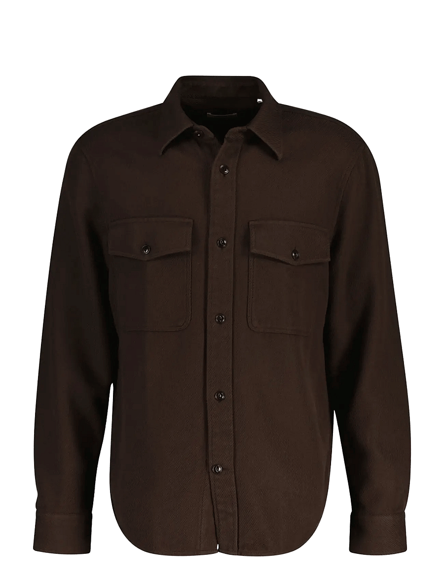 Gant - REG TWILL OVERSHIRT - shoppa efter tillfälle - black brown - 0