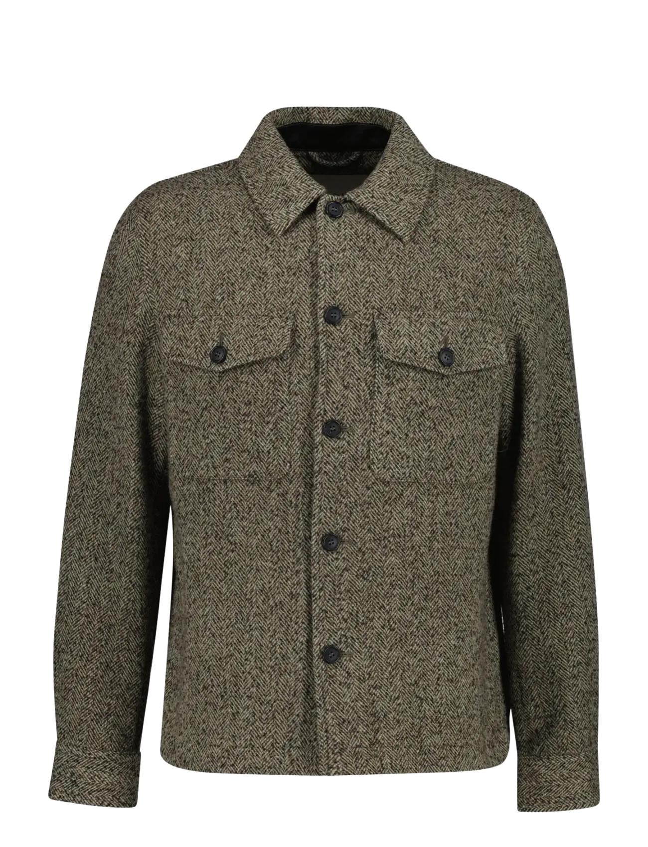 Gant - REG HERRINGBONE OVERSHIRT - black brown - 1