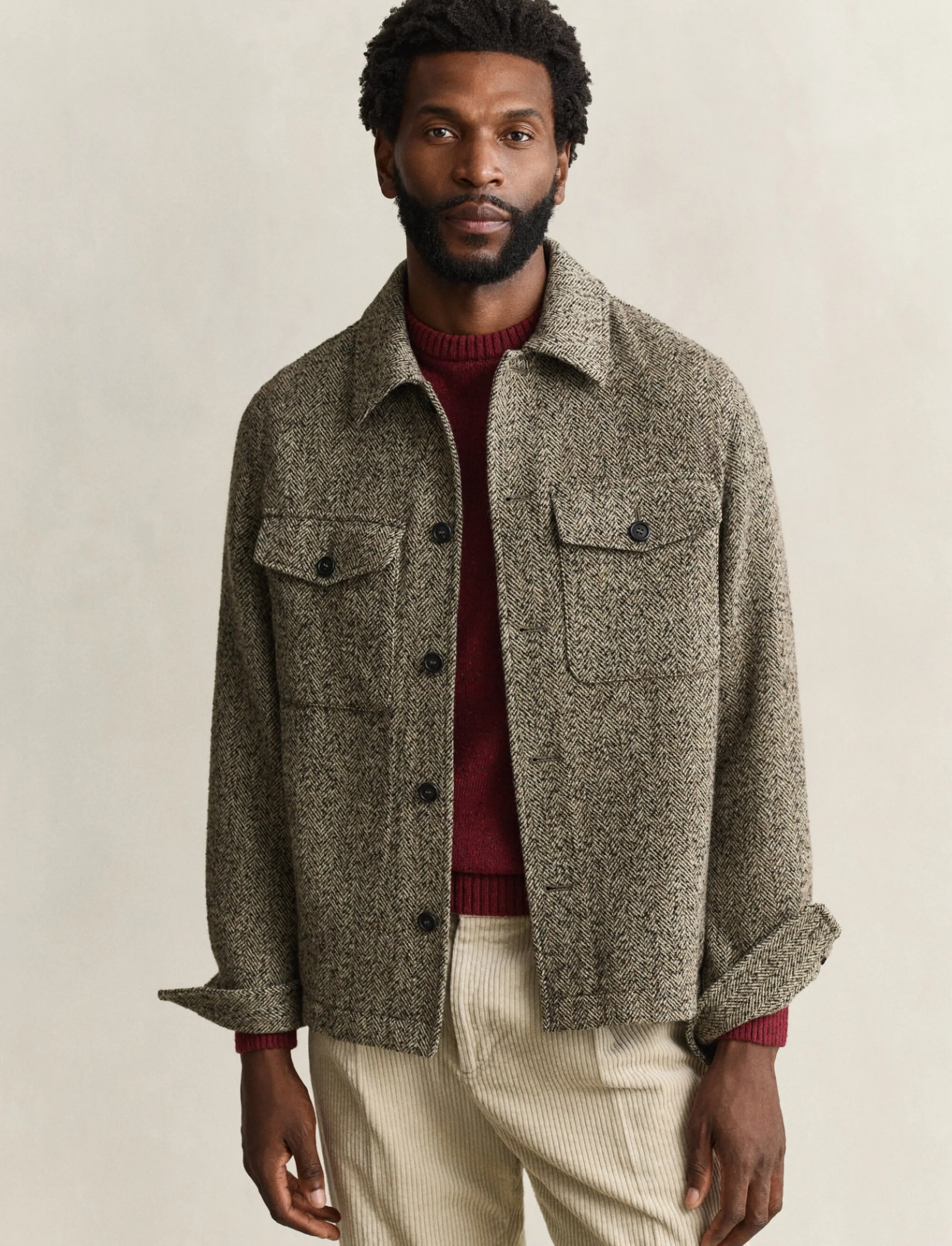 Gant REG HERRINGBONE OVERSHIRT - Shoppa efter tillfälle - BLACK BROWN / brown