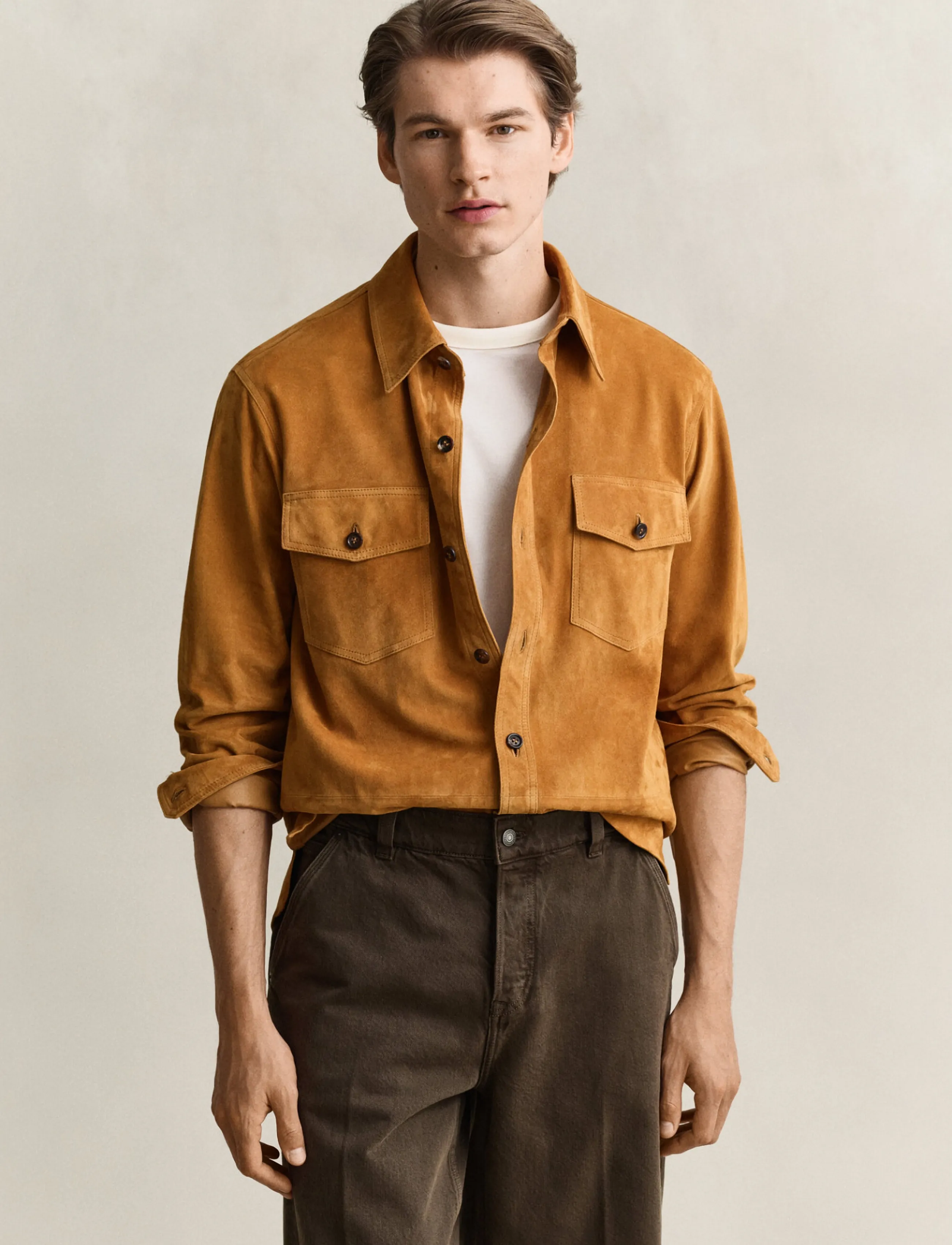 Gant REL SUEDE OVERSHIRT - Höstjackor - COGNAC / brown