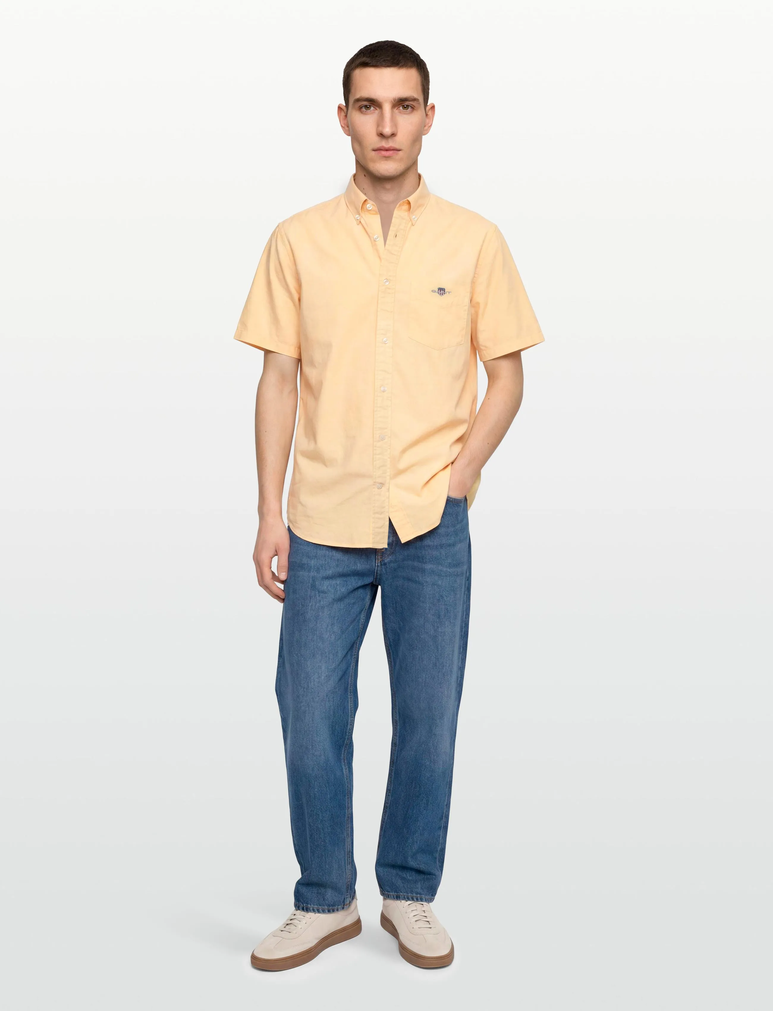 Gant REG CLASSIC POPLIN SS SHIRT - Osta olukorra järgi - DUSTY YELLOW / yellow