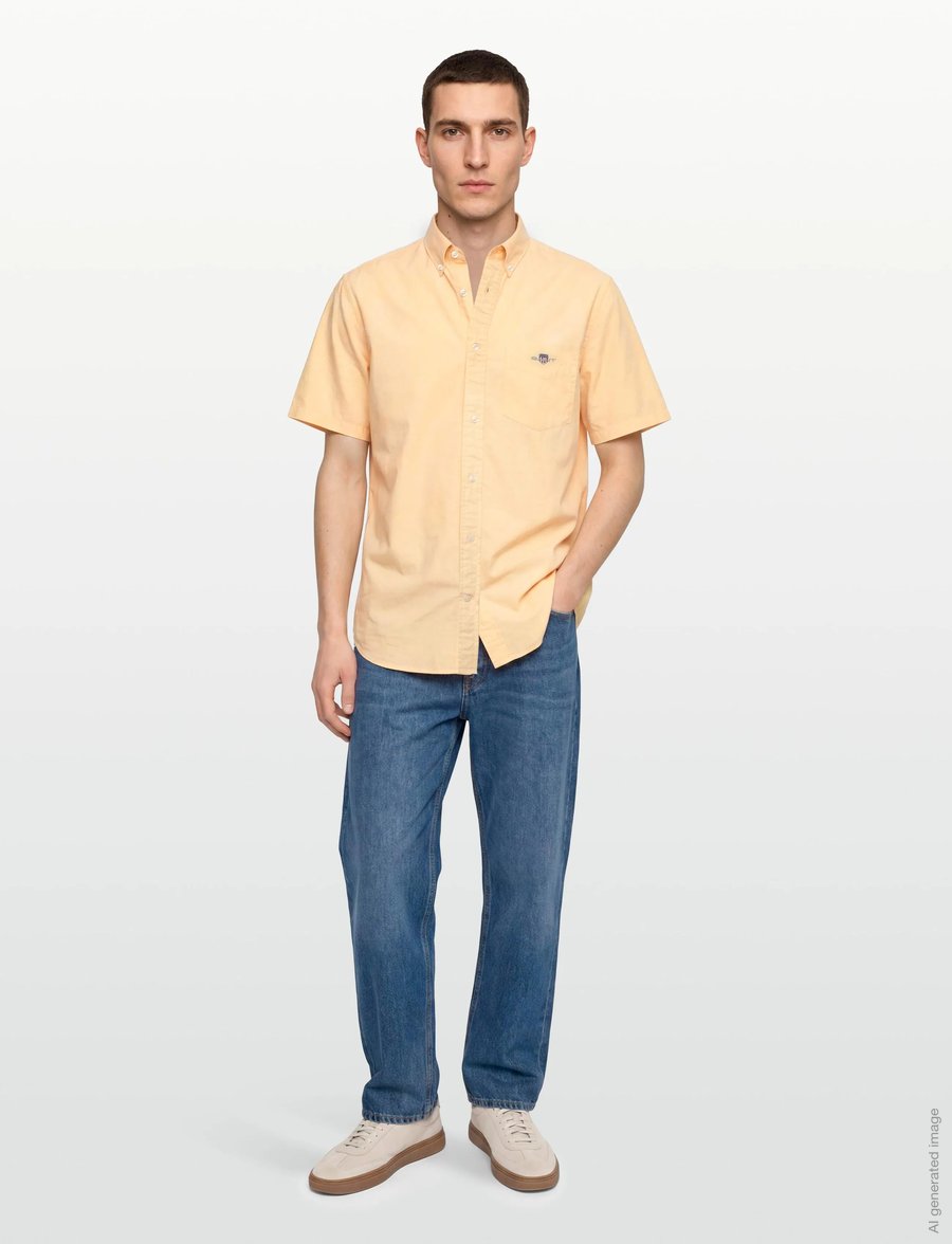 Gant - REG CLASSIC POPLIN SS SHIRT - kurzarmhemden - dusty yellow - 0