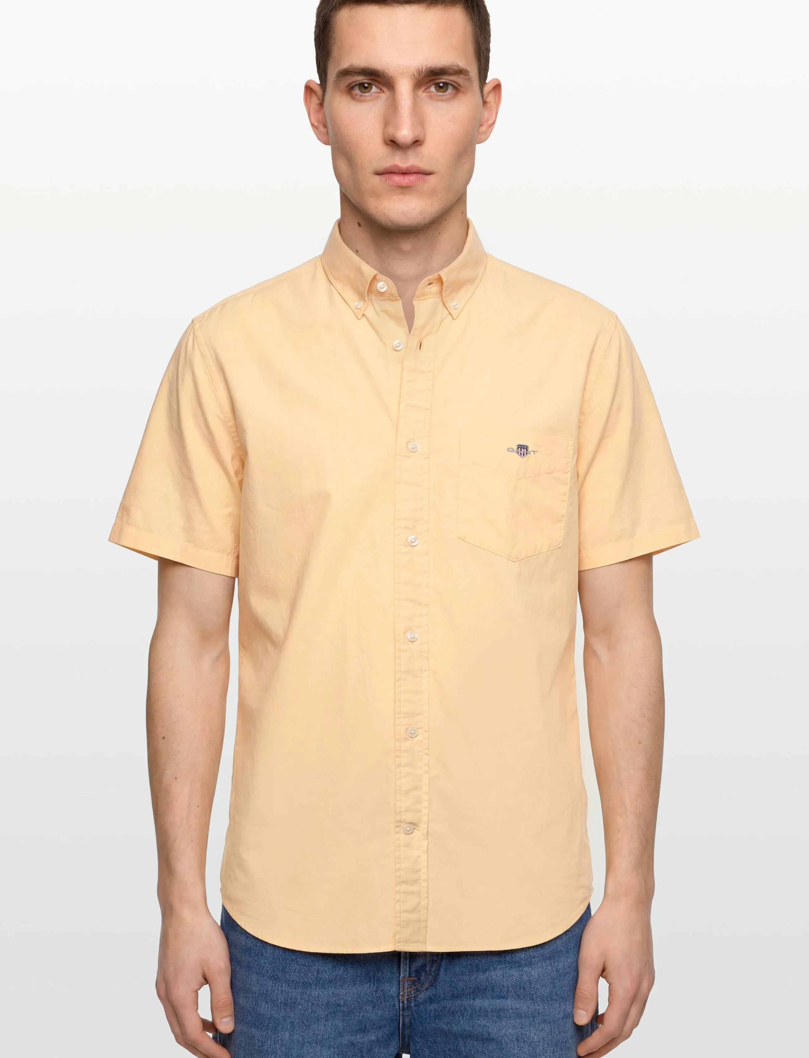 Gant - REG CLASSIC POPLIN SS SHIRT - krótki rękaw - dusty yellow - 3