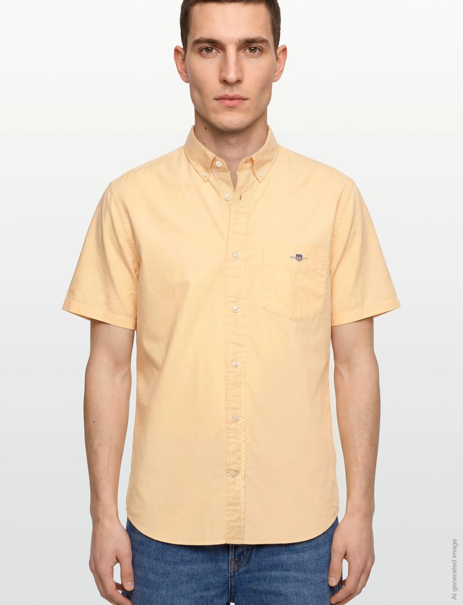 Gant - REG CLASSIC POPLIN SS SHIRT - kurzarmhemden - dusty yellow - 3