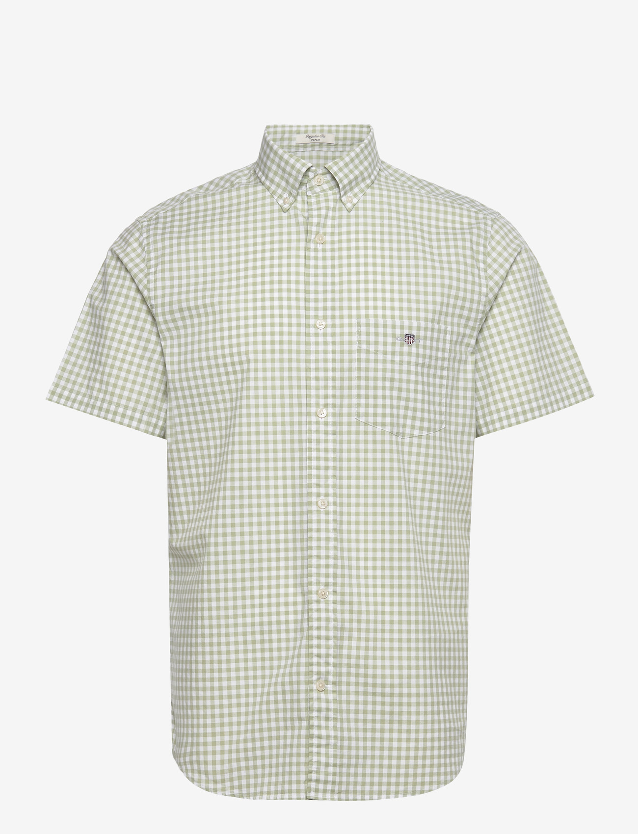 GANT - REG CLASSIC POPLIN GINGH SS SHIRT - tavalised t-särgid - milky matcha - 0
