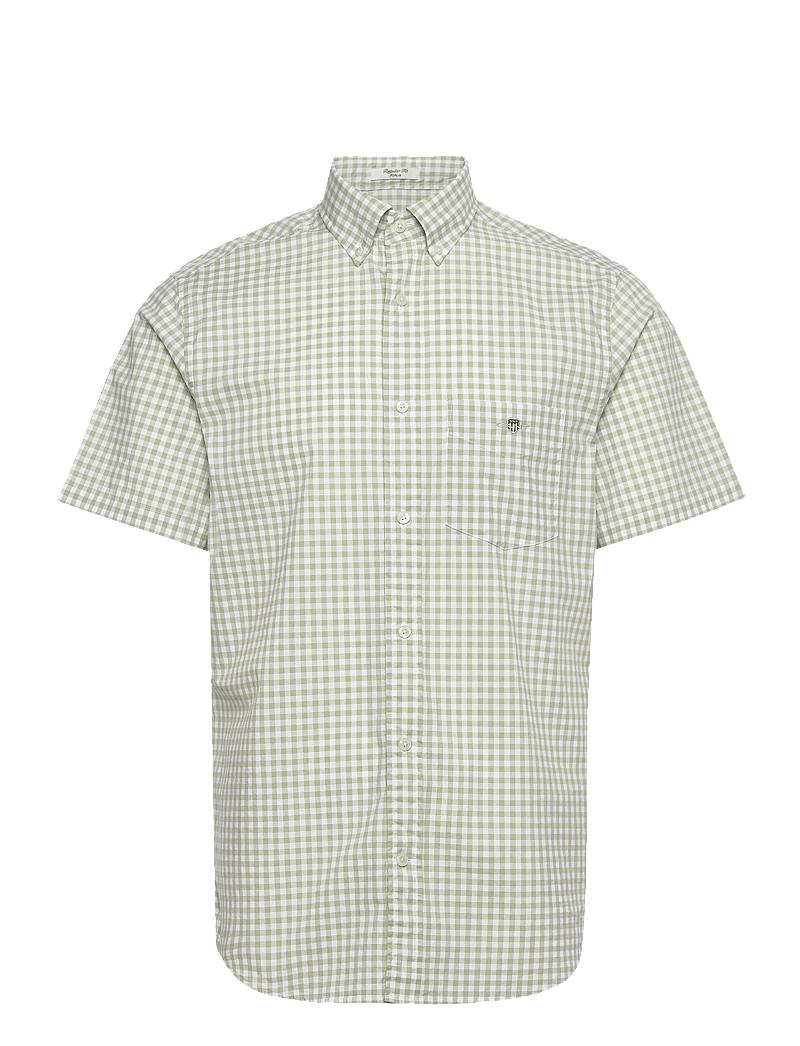GANT - REG CLASSIC POPLIN GINGH SS SHIRT - tavalised t-särgid - milky matcha - 0