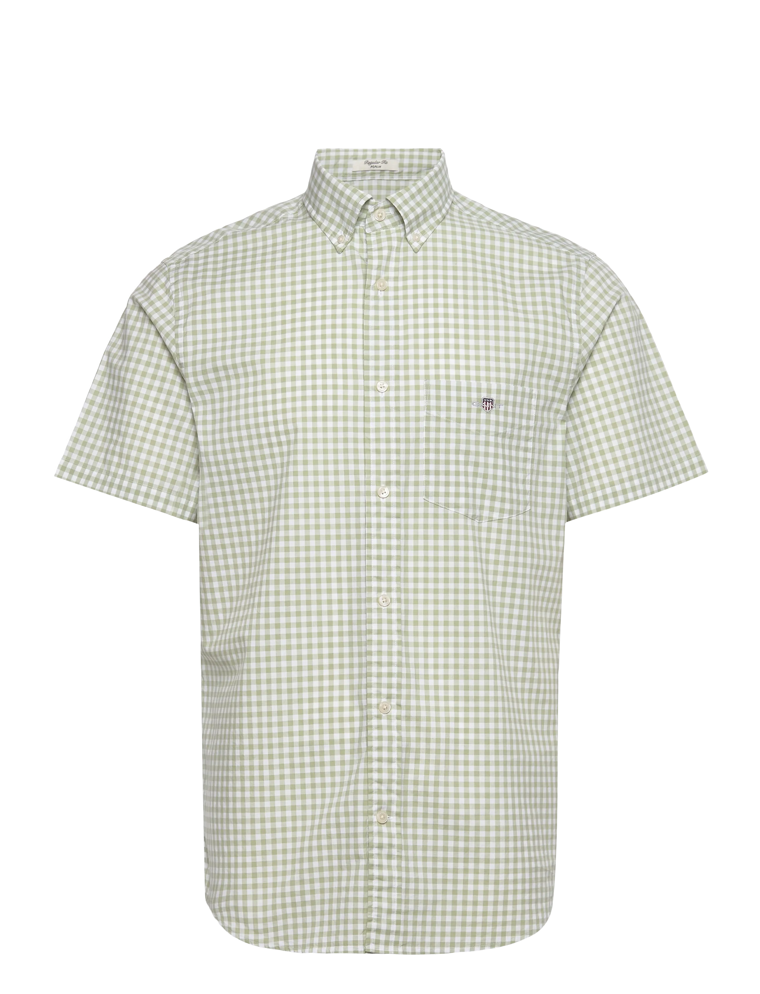 Gant REG CLASSIC POPLIN GINGH SS SHIRT - Skjorter - MILKY MATCHA / white