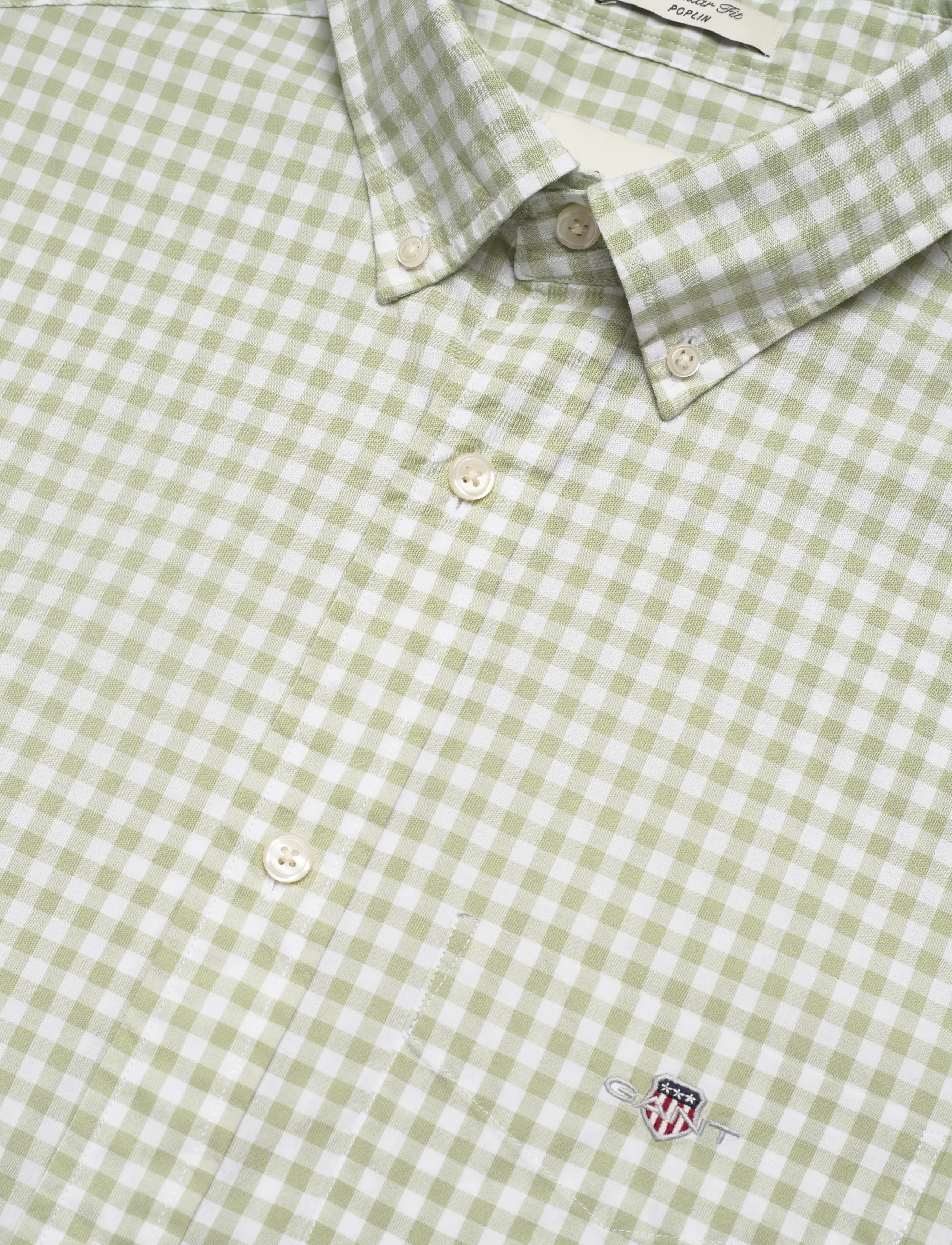 Gant - REG CLASSIC POPLIN GINGH SS SHIRT - milky matcha - 3