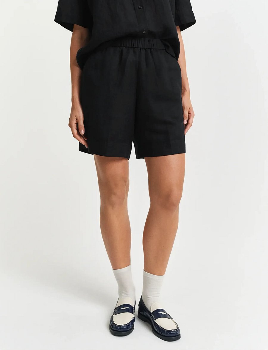 Gant - REL LINEN BLEND PULL ON SHORTS - leinen-shorts - black - 0