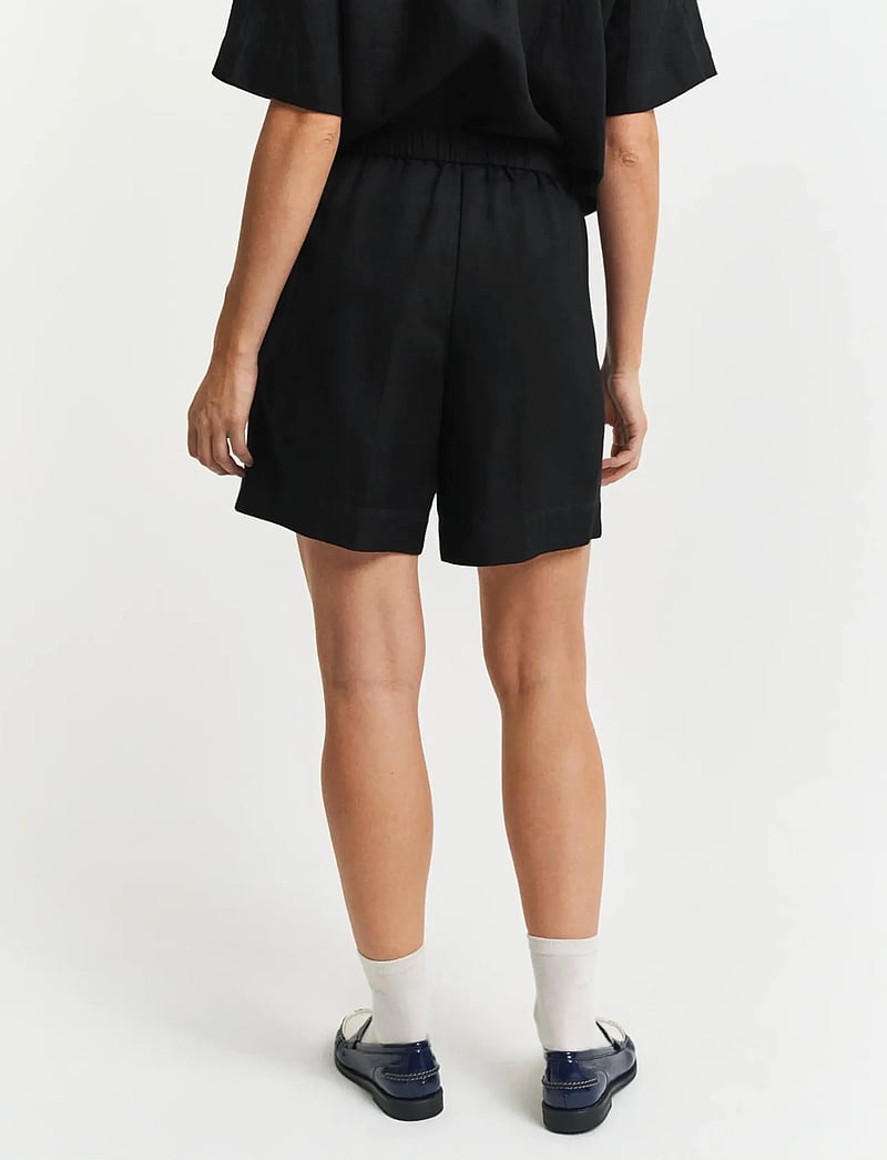 GANT - REL LINEN BLEND PULL ON SHORTS - leinen-shorts - black - 3