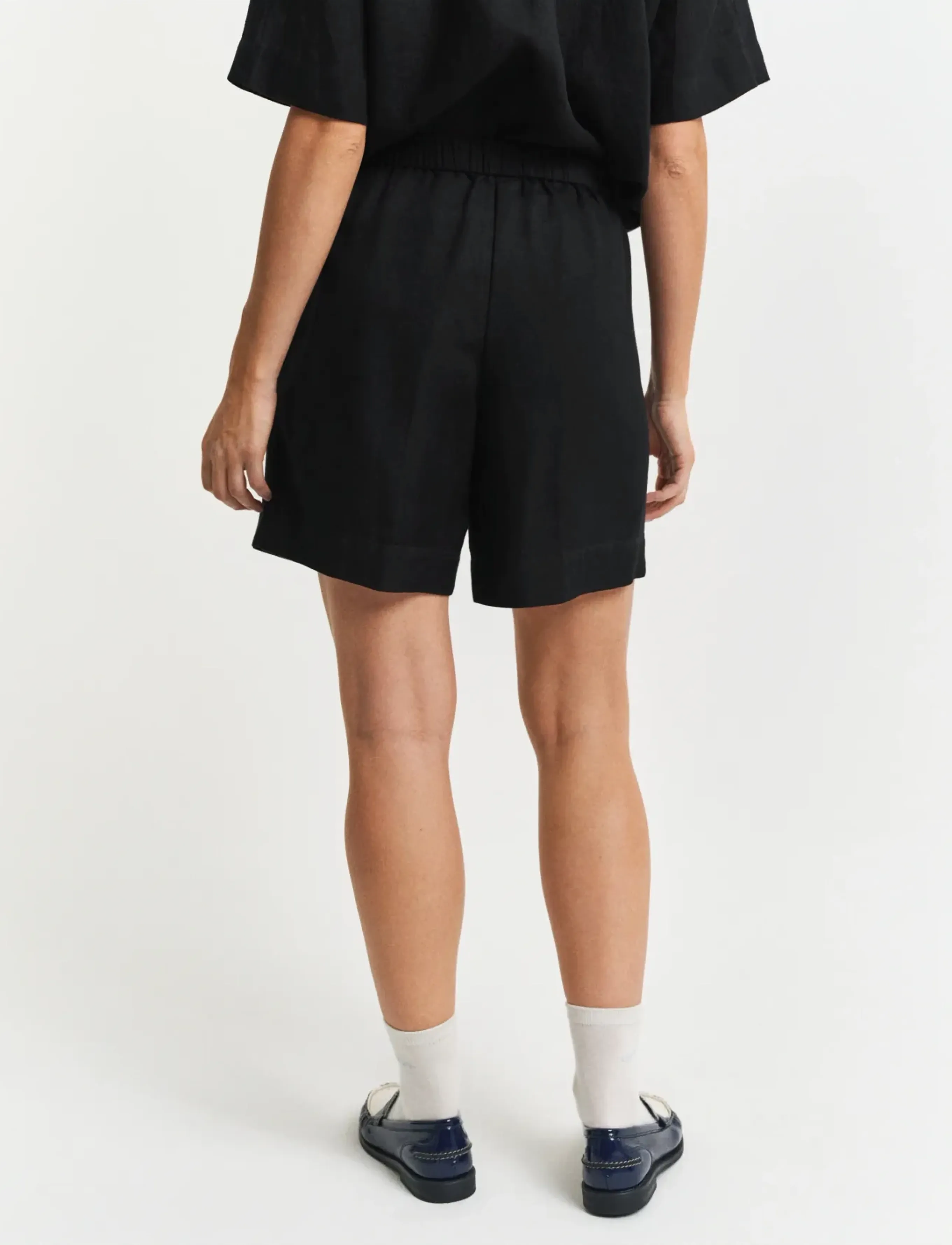 Gant - REL LINEN BLEND PULL ON SHORTS - linneshorts - black - 3