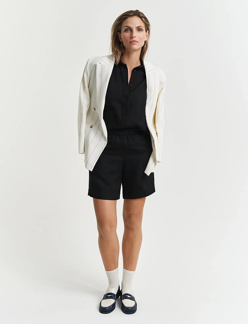 GANT - REL LINEN BLEND PULL ON SHORTS - leinen-shorts - black - 5