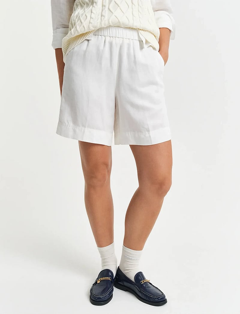 GANT - REL LINEN BLEND PULL ON SHORTS - linen shorts - eggshell - 0