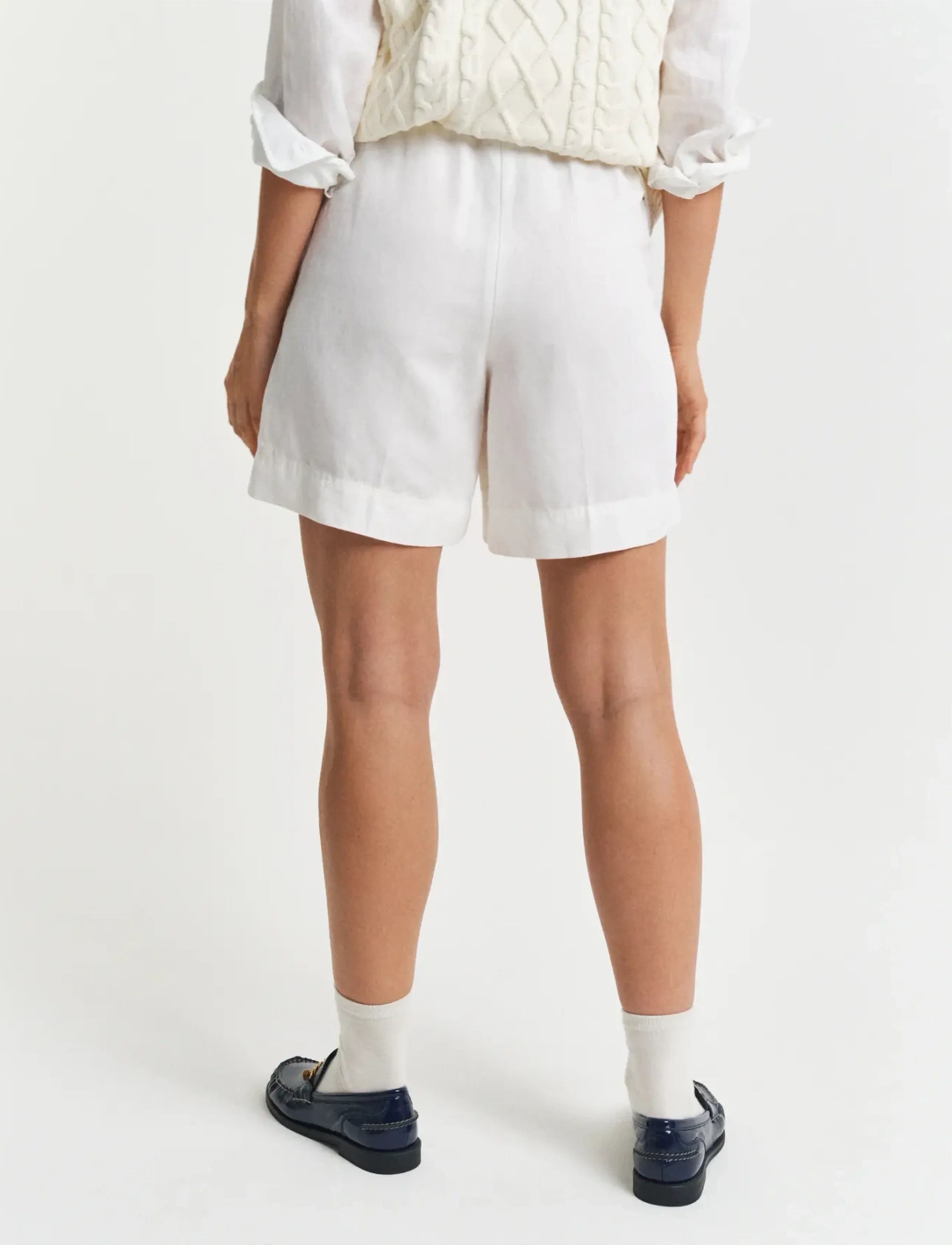 Gant - REL LINEN BLEND PULL ON SHORTS - hörstuttbuxur - eggshell - 3